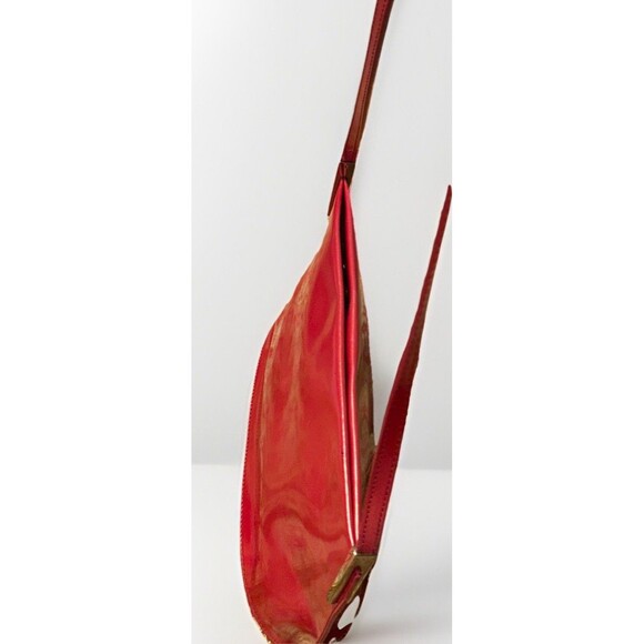 Furla Red Patent Leather Shoulder Bag Baguette Purse Tote Made in Italy - Picture 5 of 13